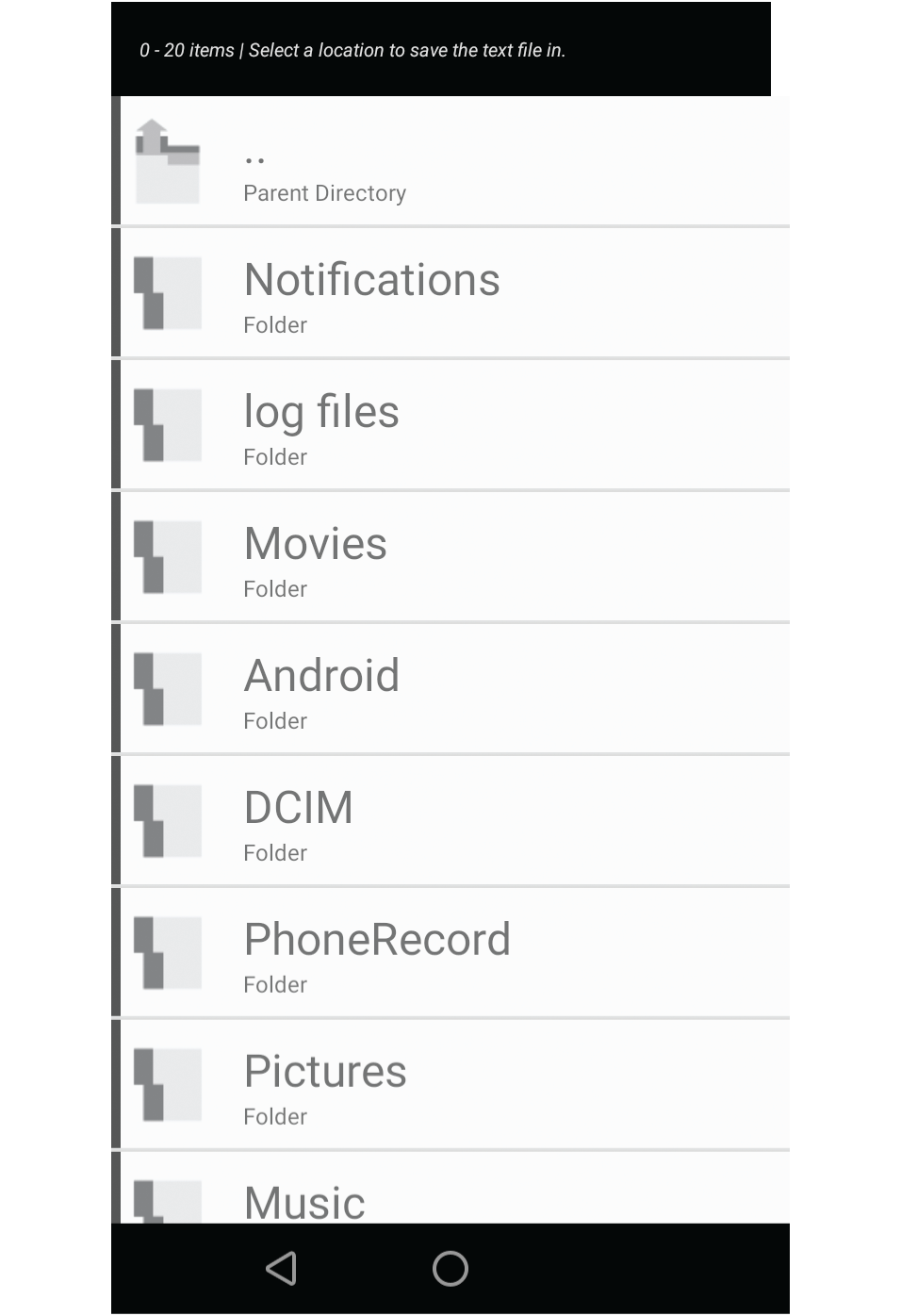 Screenshot showing a list of files and folders.