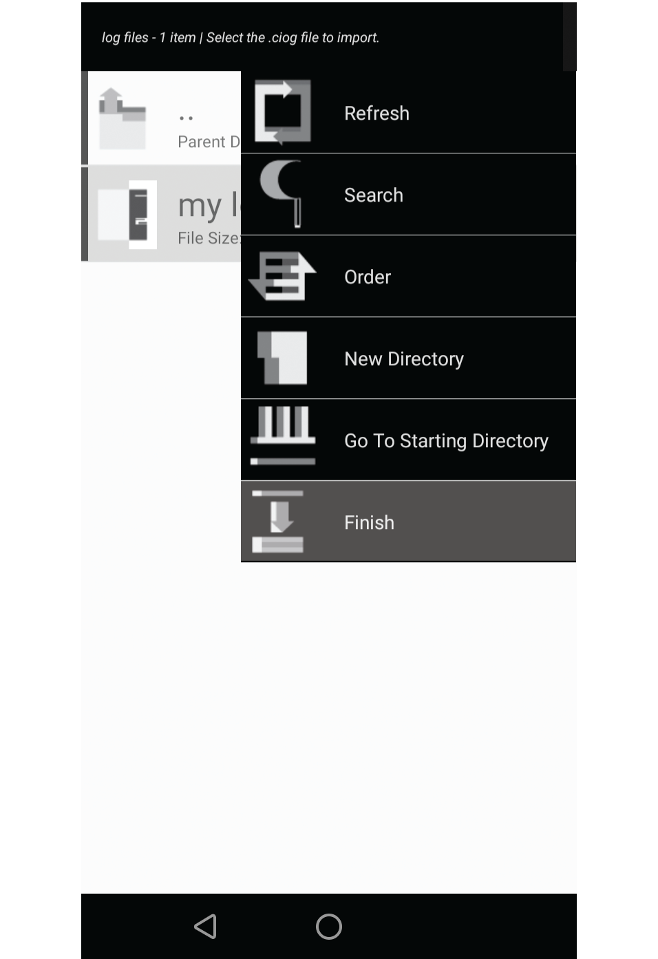 Screenshot showing the file directory of the smartdevice.